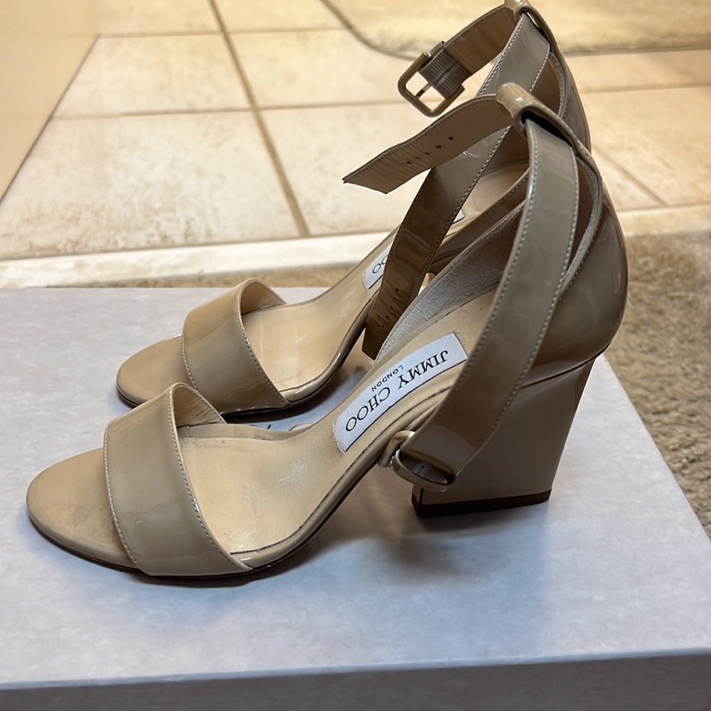 Jimmy Choo Edina 85 nude patent 36
